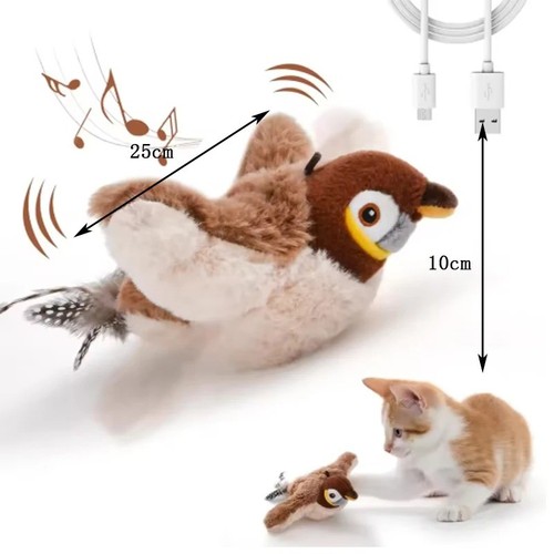 Flapping bird cat toy - bird, plush